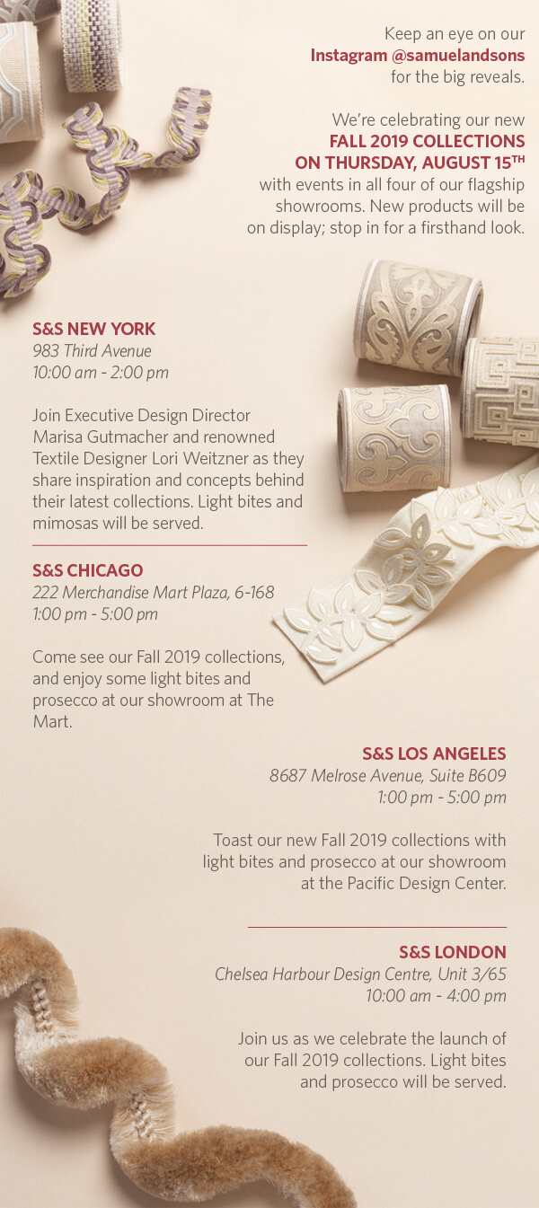 Samuel and Sons | Fall 2019 Launch Events