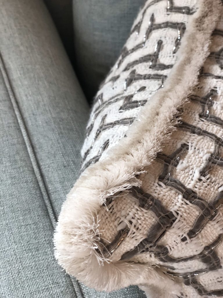 Inca Brush Fringe on custom pillows by Morgan Harrison Home.