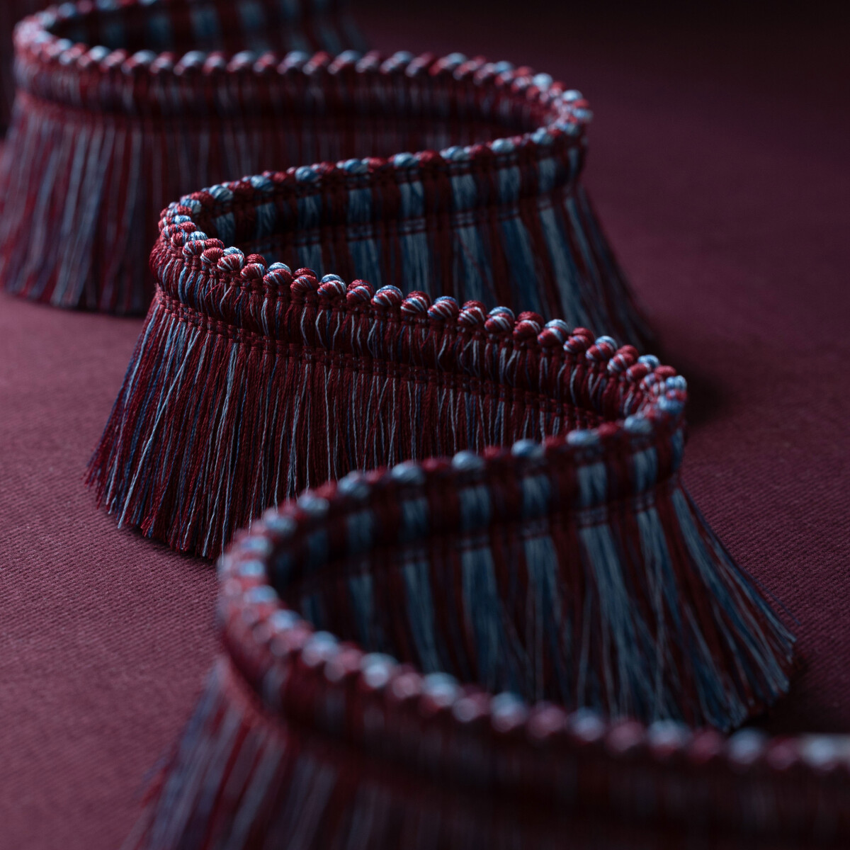 ROMAUNT BLOCKED BRUSH FRINGE - ROSSETTI CRIMSON - Samuel and Sons