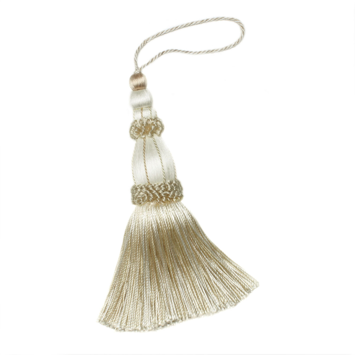 thumbnail image 2 of DecoPro Ivory & Gold Decorative Key Tassel Tieback – 5.5 Inch Winter Sun Design 2 of 6