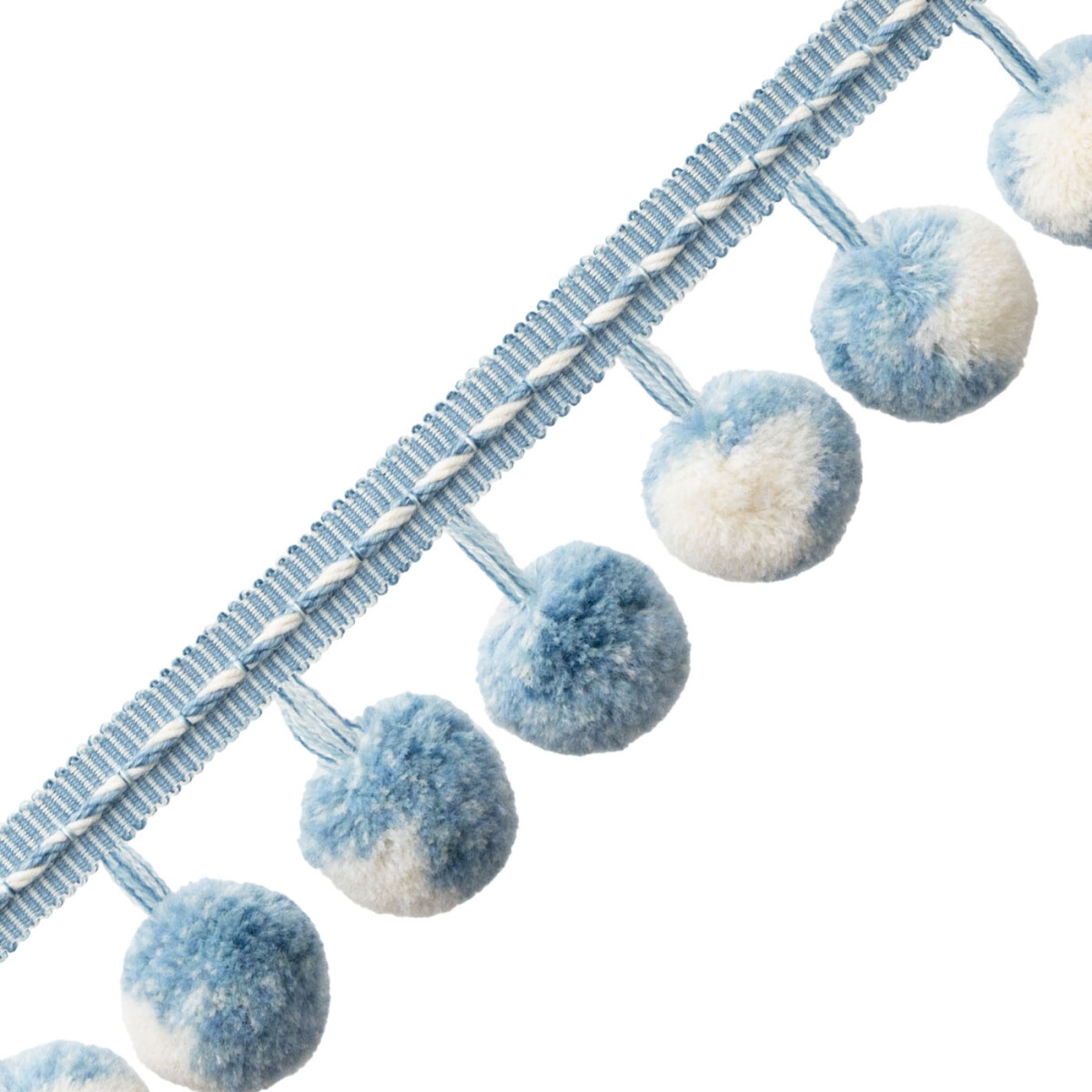 KALEIDOSCOPE POM POM FRINGE - PORCELAIN BLUE - Samuel and Sons