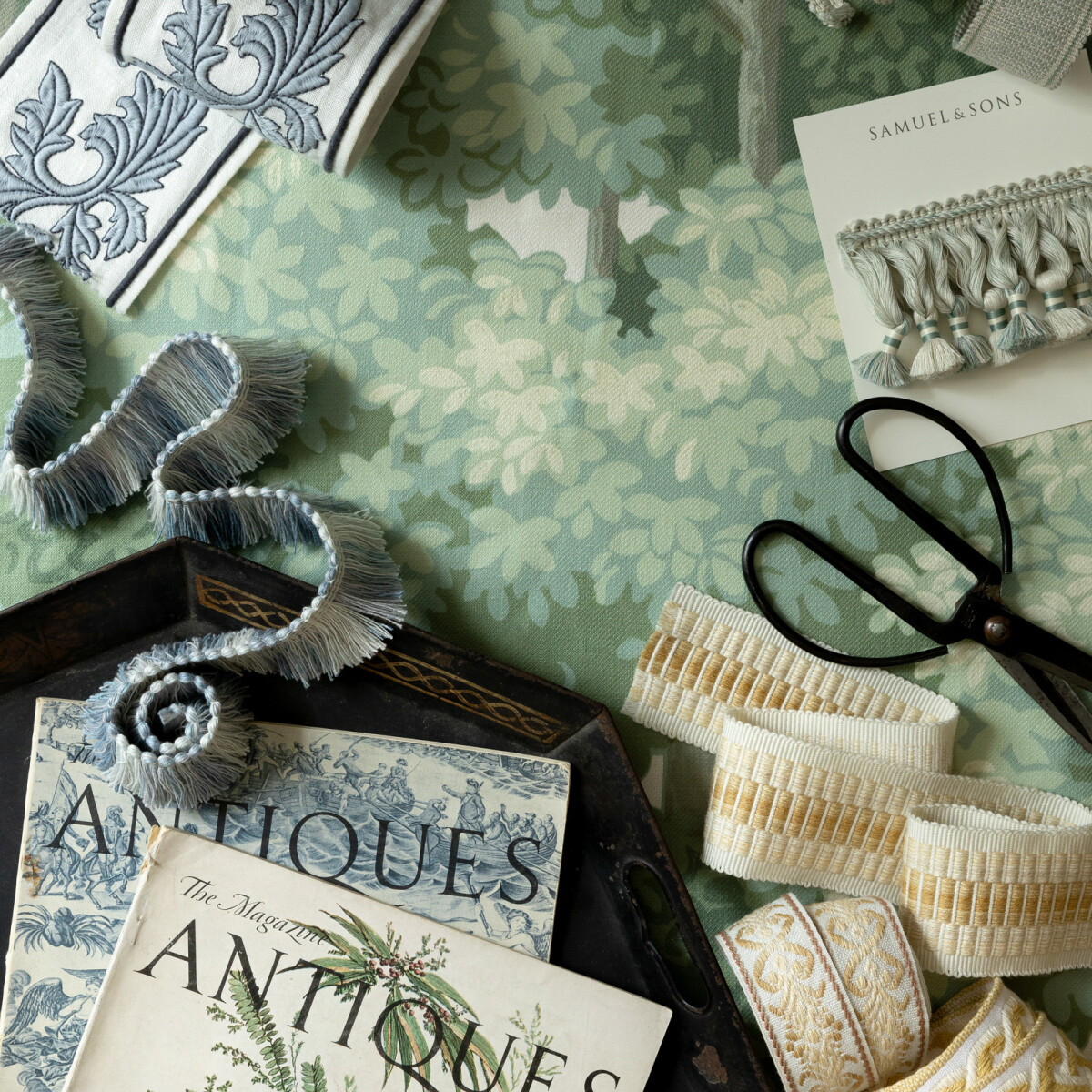 DORSET EMBROIDERED BORDER - PORCELAIN - Samuel and Sons