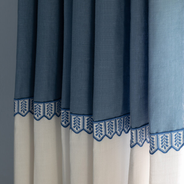 TROPIC EMBROIDERED BORDER - BLUE MIRAGE - Samuel and Sons