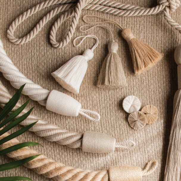 BALI LINEN KEY TASSEL - FLAX - Samuel and Sons