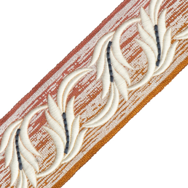 BORDERS/TAPES - FOGLI CABLATE EMBROIDERED BORDER - 01