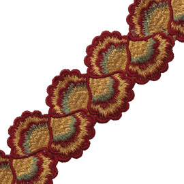 ROMAUNT EMBROIDERED BORDER - ROSSETTI CRIMSON - Samuel and Sons