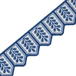 MDS EMBROIDERED LATTICE BORDER - WEDGEWOOD - Samuel and Sons